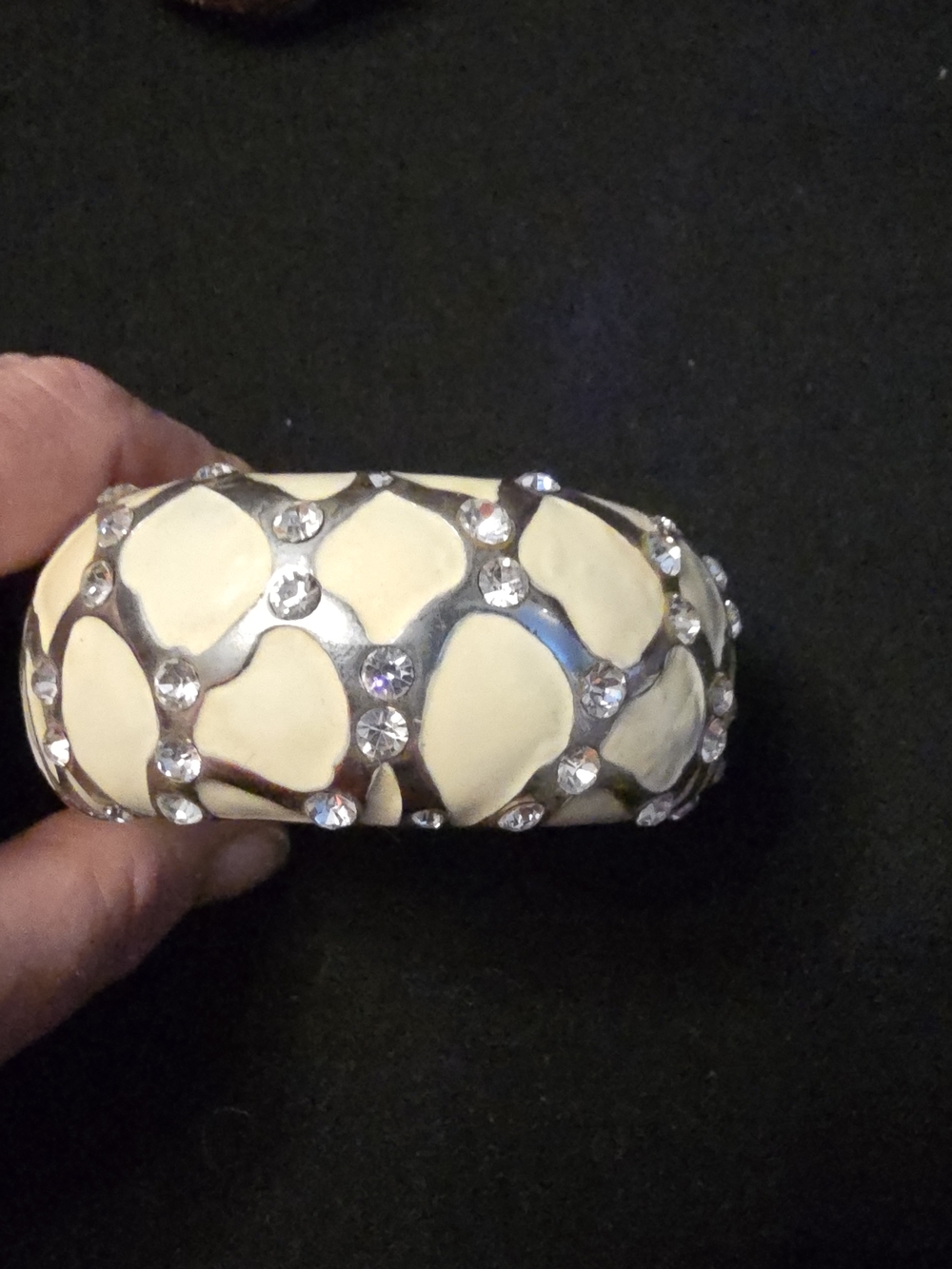 Ivory Enamel and Crystal Statement Bangle